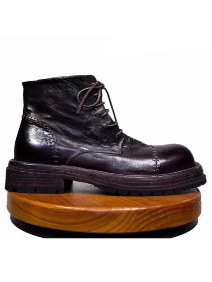 Men's Vintage Handmade Horsehide Motorcycle Boots | Crisscross Lace-Up + Side Zip | Short Boot | UNITYPUREMAX™ 2