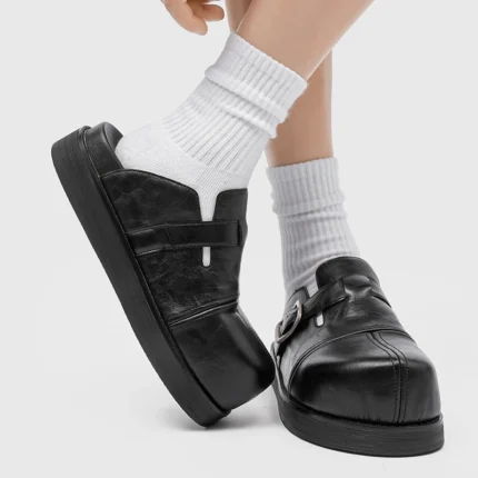 Men's Classic Summer Chunky Platform Mules | Genuine Split Leather | Metal Buckle Slip-On | UNITYPUREMAX™ 2