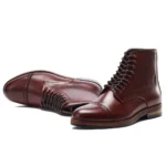 UNITYPUREMAX™ Men's Handmade Waterproof Cow Leather Cap-Toe Lace-Up Riding Boots | Retro Heritage Ankle Boots 4