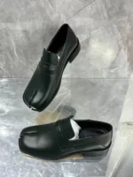 Men's Tabi Toe Leather Loafers | Japanese Split Toe | Chunky Platform | Dark Green & Black | UNITYPUREMAX™ 1