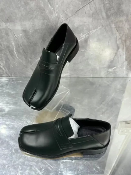 Men's Tabi Toe Leather Loafers | Japanese Split Toe | Chunky Platform | Dark Green & Black | UNITYPUREMAX™ 1