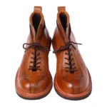 Men's Genuine Tan Leather Motorcycle Boots | Handmade Retro Riding Boots | UNITYPUREMAX™