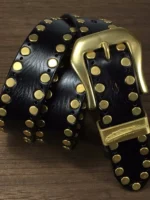 Men's Genuine Leather Studded Belt | Handmade Cowhide Rivet Belt | UNITYPUREMAX™ 3