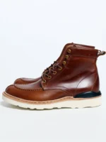 Men's Wine Red Genuine Leather Moc Toe Motorcycle Boots | Handmade Heritage Boots | UNITYPUREMAX™ 4