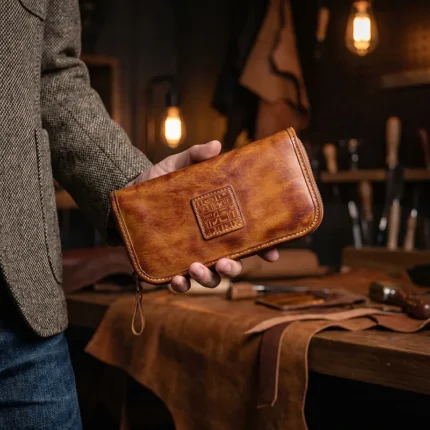 Men's Vegetable Tanned Leather Long Clutch Wallet | Handmade | 12 Card Slots | Vintage Business | UNITYPUREMAX™ 2