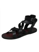 Handmade Genuine Cow Leather Roman Gladiator Sandals for Men | Retro Buckle Strap Leather Sandals | UNITYPUREMAX™ 2