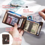 Handmade Genuine Cow Leather AirTag Wallet with RFID Blocking | Slim Minimalist Money Clip Wallet | UNITYPUREMAX™ 5
