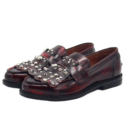 Rivet Tassel Genuine Cowhide Leather Loafers for Men | Handmade British Dress Loafers | UNITYPUREMAX™ 2