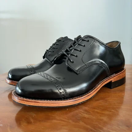 Handmade Black Cordovan Leather Goodyear Welt Derby Boots for Men | Italian Leather Vibram Sole Boots | UNITYPUREMAX™ 1