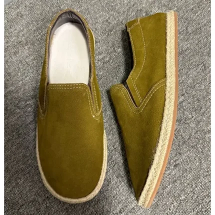 UNITYPUREMAXâ„¢ Men's Olive Green Cowhide Leather Slip-On Loafers | Breathable Casual Shoes with Genuine Leather Lining & Non-Slip Rubber Sole 2