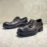 Men's Washed Horsehide Derby Shoes | Vintage Distressed Finish | Handmade Lace-Up | UNITYPUREMAX™ 3