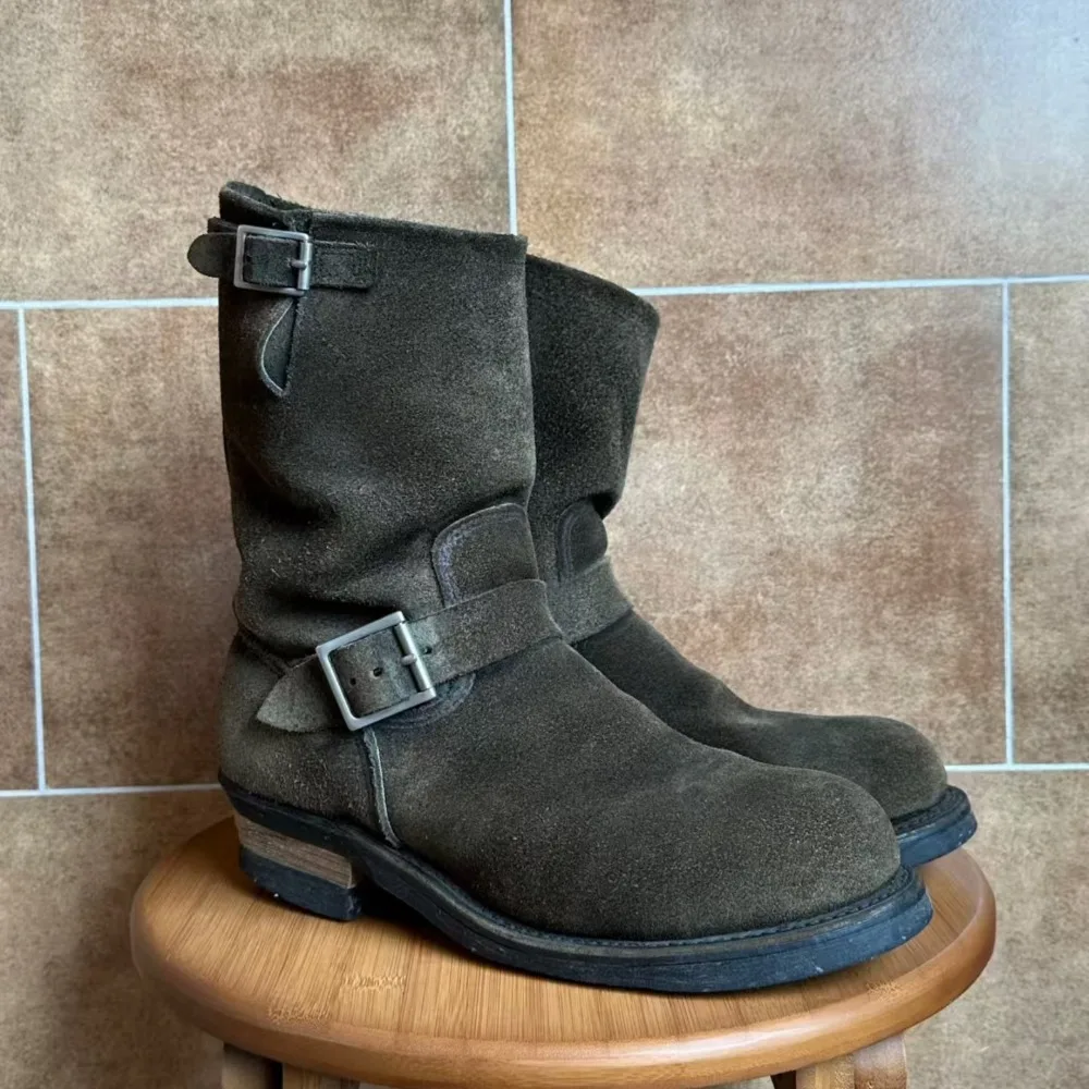 Men's Genuine Cow Suede Engineer Boots | Handmade Mid-Calf Motorcycle Boots | UNITYPUREMAX™ 1 Men's Genuine Cow Suede Engineer Boots | Handmade Mid-Calf Motorcycle Boots | UNITYPUREMAX™ 1