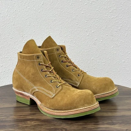 Brown Genuine Cow Suede Heritage Boots for Men | Handmade Lace-Up Ankle Boots | UNITYPUREMAX™ 12