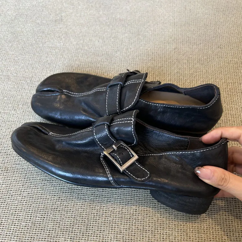 Women's Split Toe Casual Pump | Buckle Strap | Chunky Platform | Handmade | Black | UNITYPUREMAX™ Women's Split Toe Casual Pump | Buckle Strap | Chunky Platform | Handmade | Black | UNITYPUREMAX™