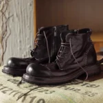 British Retro Genuine Leather Motorcycle Boots | Side Zip Lace-Up | Thick Platform | Handmade | UNITYPUREMAX™ 3