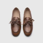 Women's Brown Genuine Leather Boat Loafers | Handmade British Casual Flats | UNITYPUREMAX™ 3