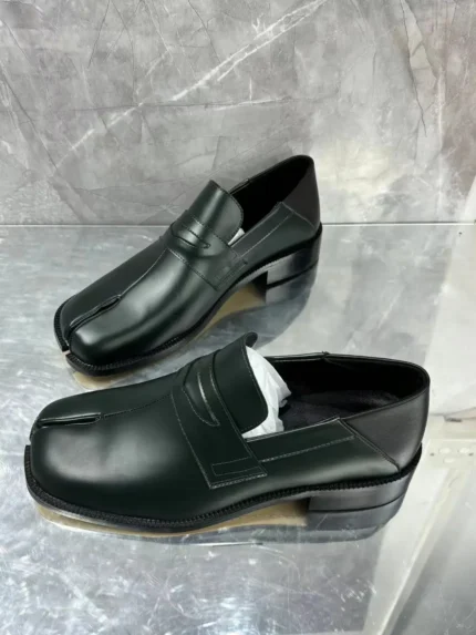 Men's Tabi Toe Leather Loafers | Japanese Split Toe | Chunky Platform | Dark Green & Black | UNITYPUREMAX™ 2