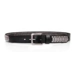 Men's Black Genuine Leather Rivet Belt | 3.8cm Cowhide Pin Buckle Belt | UNITYPUREMAX™ 5