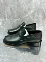 Men's Tabi Toe Leather Loafers | Japanese Split Toe | Chunky Platform | Dark Green & Black | UNITYPUREMAX™ 4