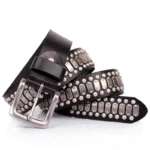 Men's Black Genuine Leather Rivet Belt | 3.8cm Cowhide Pin Buckle Belt | UNITYPUREMAX™ 6