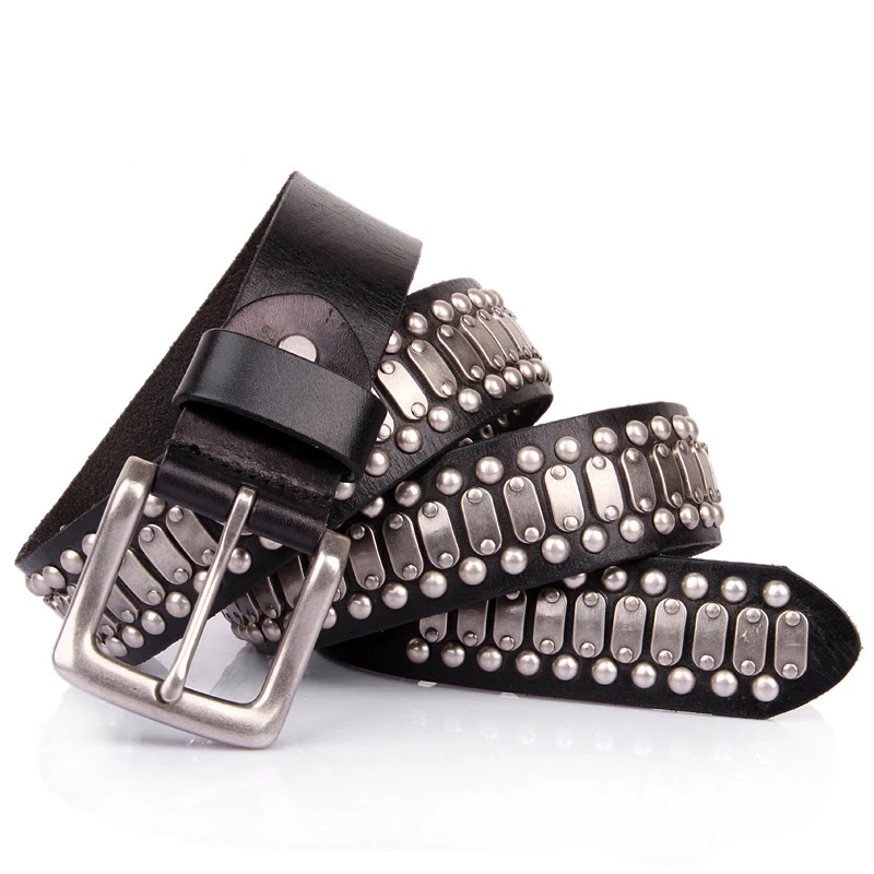 Men's Black Genuine Leather Rivet Belt | 3.8cm Cowhide Pin Buckle Belt | UNITYPUREMAX™ 6 Men's Black Genuine Leather Rivet Belt | 3.8cm Cowhide Pin Buckle Belt | UNITYPUREMAX™ 6