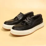 Handmade Washed Cowhide Leather Platform Sneakers for Men | Vintage Leather Casual Shoes | UNITYPUREMAX™ 4