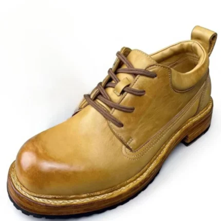 Burnt Yellow Washed Horse Leather Derby Shoes for Men | Handmade Goodyear Welt Shoes | UNITYPUREMAXâ„¢ 2