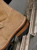 Khaki Genuine Leather Engineer Boots for Men | Handmade Waterproof Motorcycle Boots | UNITYPUREMAX™ 4