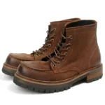 Men's Dark Brown Oil Wax Suede Motorcycle Boots | Handmade Retro Leather Boots | UNITYPUREMAX™ 2