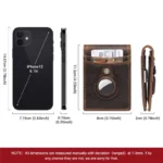 Handmade Genuine Cow Leather AirTag Wallet with RFID Blocking | Slim Minimalist Money Clip Wallet | UNITYPUREMAX™ 6