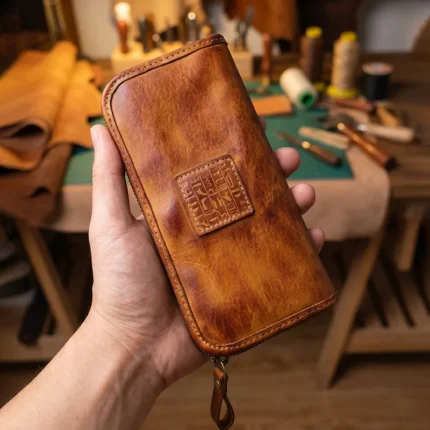Men's Vegetable Tanned Leather Long Clutch Wallet | Handmade | 12 Card Slots | Vintage Business | UNITYPUREMAX™ 1