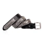 Men's Black Genuine Leather Rivet Belt | 3.8cm Cowhide Pin Buckle Belt | UNITYPUREMAX™ 3