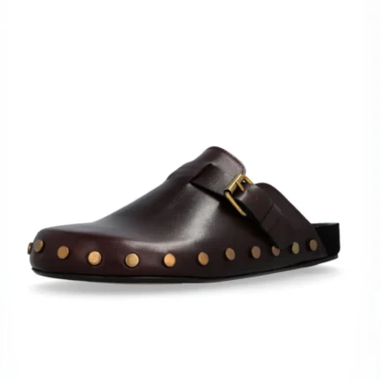 UNITYPUREMAX™ Women’s Studded Leather Mule Clogs – Adjustable Buckle Strap Cork Slip-On Flats 2