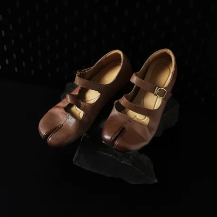 UNITYPUREMAX™ Women's Genuine Cowhide Split Toe Mary Jane Flats – Low Heel Ballet Shoes 6