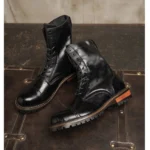UNITYPUREMAX™ Men's Retro Genuine Cow Leather Brogue Cap-Toe Lace-Up Heritage Boots | Waterproof Mid-Calf Boots 2