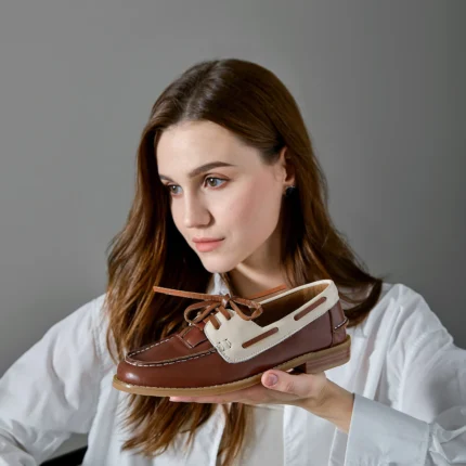 UNITYPUREMAX™ Women's Handcrafted Vegetable-Tanned Cowhide Boat Loafers – Lace-Up Leather Casual Shoes 2