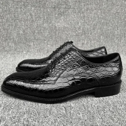 UNITYPUREMAX™ Men's Genuine Crocodile Skin Derby Shoes – Luxury Black Lace-Up Business Shoes 6