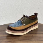 UNITYPUREMAX™ Men's Vintage Cow Suede Patchwork Derby Shoes – Platform Lace-Up Casual Shoes 6