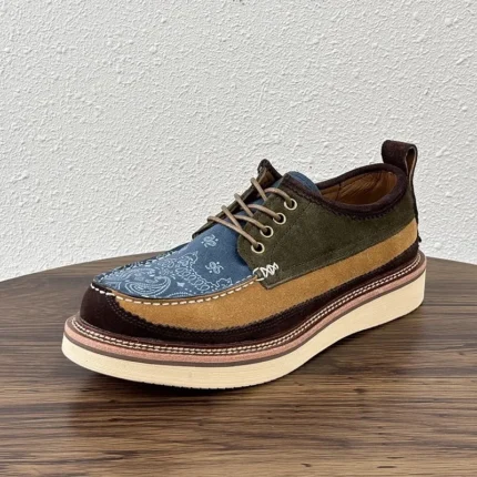 UNITYPUREMAX™ Men's Vintage Cow Suede Patchwork Derby Shoes – Platform Lace-Up Casual Shoes 6
