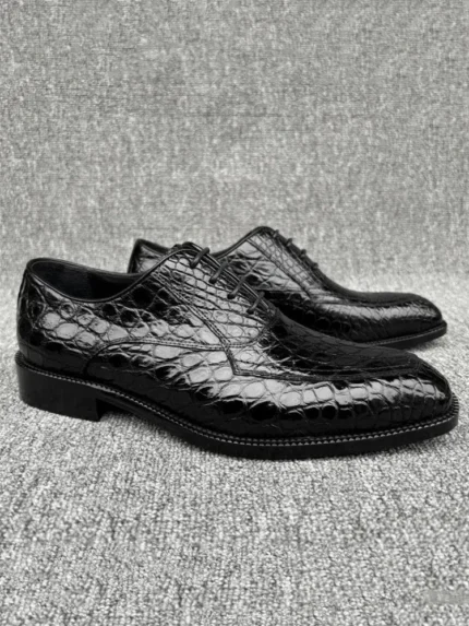 UNITYPUREMAX™ Men's Genuine Crocodile Skin Derby Shoes – Luxury Black Lace-Up Business Shoes 1