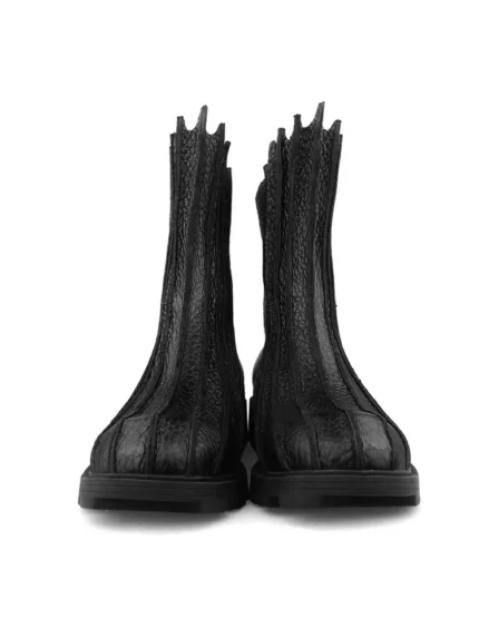 UNITYPUREMAX™ Men's Genuine Leather Black Mid-Heel Zipper Ankle Boots – Handmade Round Toe Motorcycle Boots 1