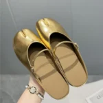 UNITYPUREMAX™ Women's Genuine Leather Tabi Mary Jane Mules | Split-Toe Summer Slip-On Flats 4