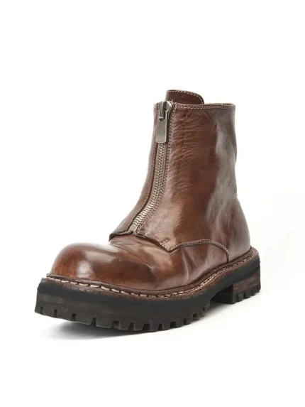 UNITYPUREMAX™ Men's Genuine Horsehide Handcrafted Ankle Boots – Front-Zip Motorcycle Boots 1
