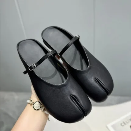 UNITYPUREMAX™ Women's Genuine Leather Tabi Mary Jane Mules | Split-Toe Summer Slip-On Flats 2