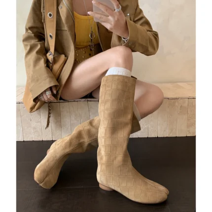 UNITYPUREMAX™ Women's Genuine Cowhide Suede Tabi Knee-High Boots 1
