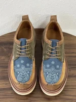 UNITYPUREMAX™ Men's Vintage Cow Suede Patchwork Derby Shoes – Platform Lace-Up Casual Shoes 2