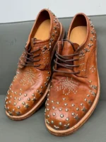 UNITYPUREMAX™ Men’s Genuine Horsehide Leather Derby Shoes – Handcrafted Punk Rivet Lace-Up Dress Shoes 2