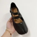 UNITYPUREMAX™ Women's Genuine Sheepskin Leather Double Strap Tabi Mary Jane Ballet Flats 3