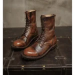 UNITYPUREMAX™ Men's Retro Genuine Cow Leather Brogue Cap-Toe Lace-Up Heritage Boots | Waterproof Mid-Calf Boots 5