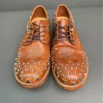 UNITYPUREMAX™ Men’s Genuine Horsehide Leather Derby Shoes – Handcrafted Punk Rivet Lace-Up Dress Shoes 8